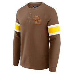 San Diego Padres Darius Rucker Collection Waffle-Knit Raglan Long Sleeve Henley T-Shirt Brown