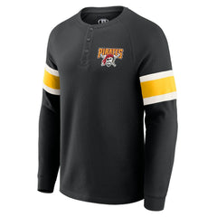 Pittsburgh Pirates Darius Rucker Collection Waffle-Knit Raglan Long Sleeve Henley T-Shirt Black