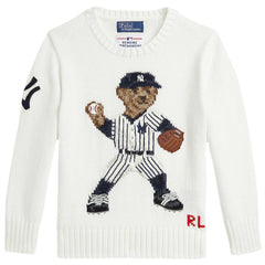 Yankees Polo Ralph Lauren Preschool Bear Pullover Sweater White