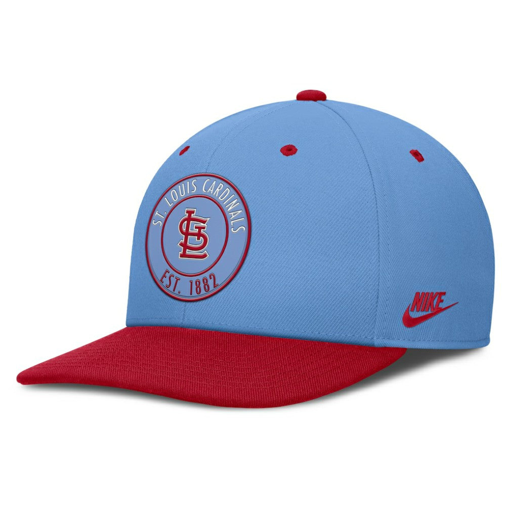 St. Louis Cardinals Cooperstown Collection Pro Dri-FIT Snapback Hat Light Blue/Red | Nike