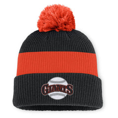 San Francisco Giants Cooperstown Collection Peak Standard Cuffed Knit Hat with Pom Black/Orange | Nike