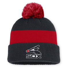 Chicago White Sox Cooperstown Collection Peak Standard Cuffed Knit Hat with Pom Navy/Red | Nike