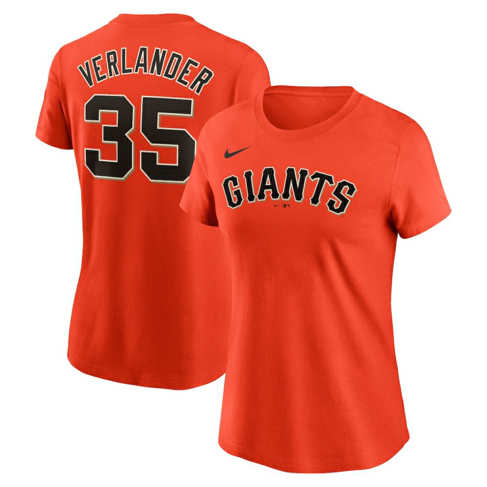 Justin Verlander San Francisco Giants Women's Cooperstown Collection Fuse Name & Number T-Shirt Orange | Nike