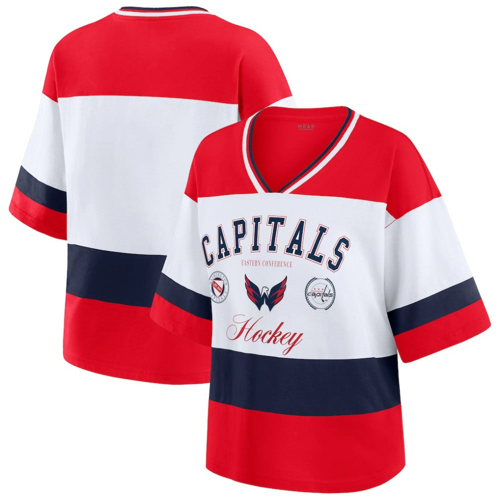 Washington Capitals WEAR by Erin Andrews Women's Jersey Style Tee Red/White