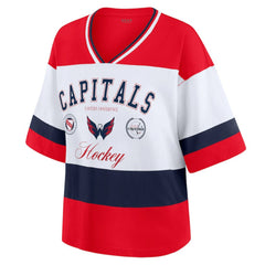 Washington Capitals WEAR by Erin Andrews Women's Jersey Style Tee Red/White