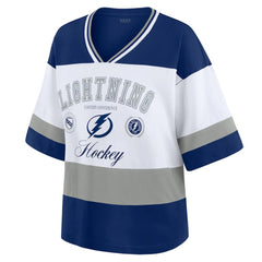 Tampa Bay Lightning WEAR by Erin Andrews Women's Jersey Style Tee Blue/White
