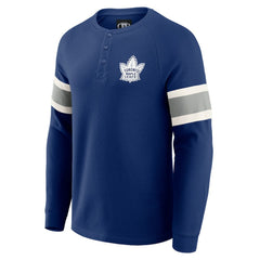 Toronto Maple Leafs Darius Rucker Collection by Fanatics Waffle-Knit Raglan Long Sleeve Henley T-Shirt Navy