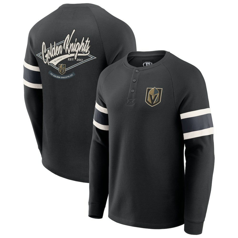 Vegas Golden Knights Darius Rucker Collection by Fanatics Waffle-Knit Raglan Long Sleeve Henley T-Shirt Black
