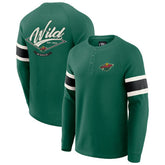 Minnesota Wild Darius Rucker Collection by Fanatics Waffle-Knit Raglan Long Sleeve Henley T-Shirt Green