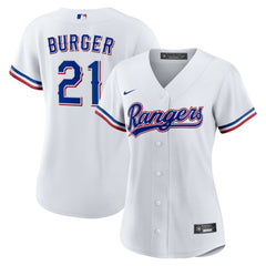 Jake Burger Texas Rangers Women's Home Replica Jersey - White