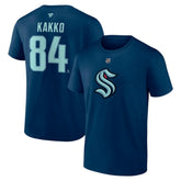Kaapo Kakko Seattle Kraken Fanatics Authentic Stack Name & Number T-Shirt Navy