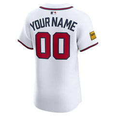 Atlanta Braves Home Elite Sponsor Patch Custom Jersey - White