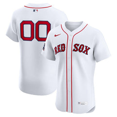 Boston Red Sox Home Elite Sponsor Patch Custom Jersey - White