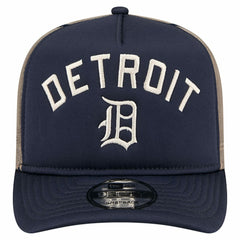Detroit Tigers Vintage Arched Foam Front 9FIFTY A-Frame Adjustable Trucker Hat Navy | New Era