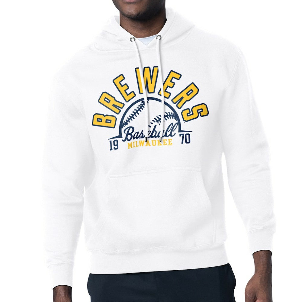 Milwaukee Brewers Starter Half Ball Team Graphic Pullover Hoodie White