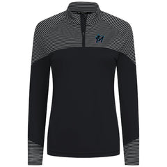 Miami Marlins Levelwear Women's Classic Stripes Insignia 2.0 Raglan Quarter-Zip Top Black