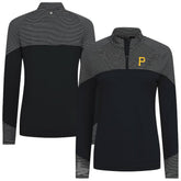 Pittsburgh Pirates Levelwear Women's Classic Stripes Insignia 2.0 Raglan Quarter-Zip Top Black