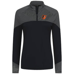 Baltimore Orioles Levelwear Women's Classic Stripes Insignia 2.0 Raglan Quarter-Zip Top Black