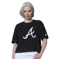 Atlanta Braves Starter Women's Holy Grail Boxy Cropped T-Shirt Black