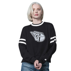 Cleveland Guardians Starter Women's Rally Cropped Drop Shoulder Crewneck Sweatshirt Black