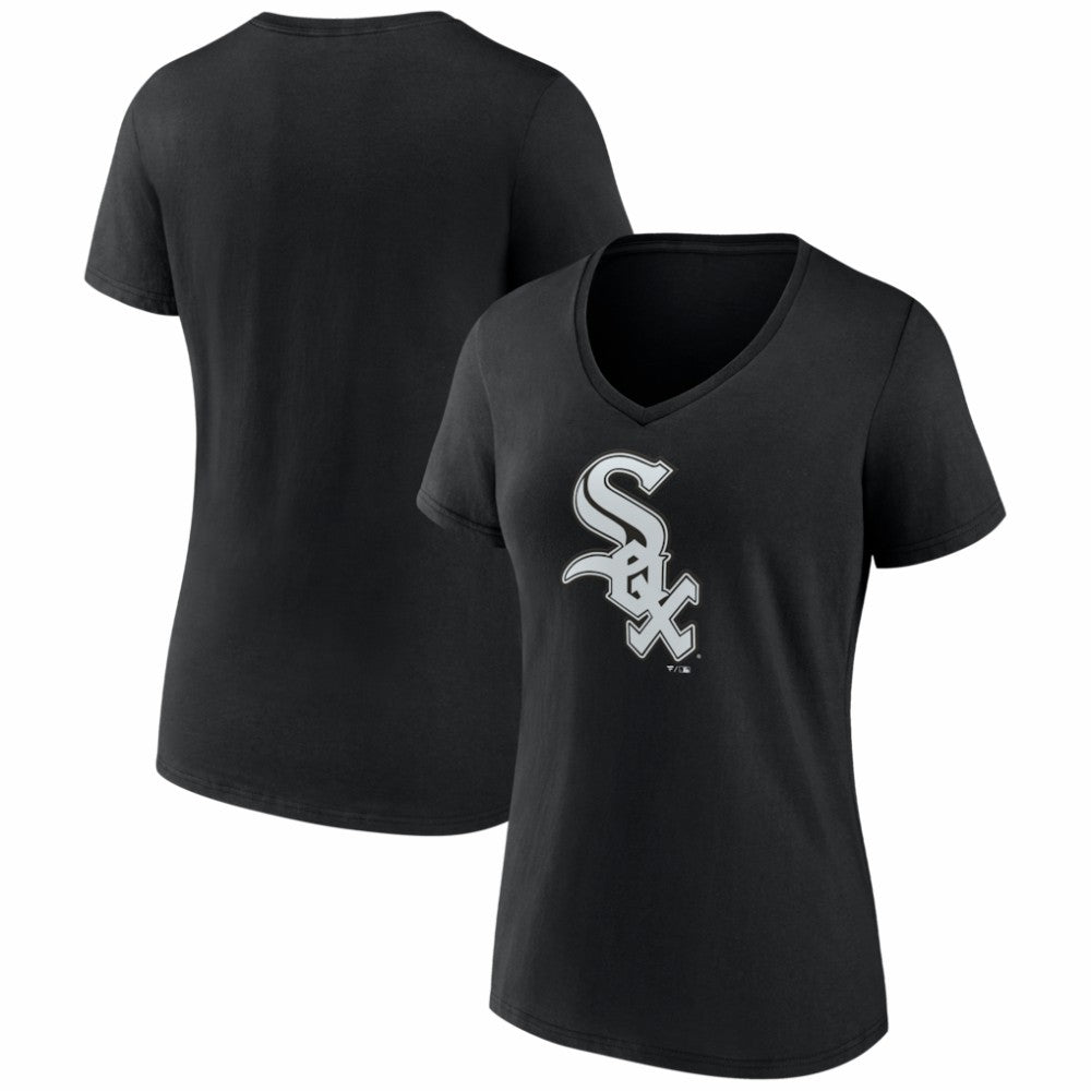 Chicago White Sox Women's Logo V-Neck T-Shirt Black