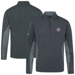Chicago Cubs Levelwear Waffle Insignia 2.0 Quarter-Zip Pullover Heather Black