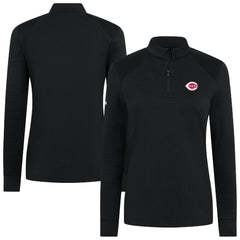 Cincinnati Reds Levelwear Women's Power Insignia 2.0 Quarter-Zip Pullover Top Black