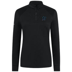 Miami Marlins Levelwear Women's Power Insignia 2.0 Quarter-Zip Pullover Top Black