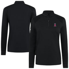 Los Angeles Angels Levelwear Women's Power Insignia 2.0 Quarter-Zip Pullover Top Black