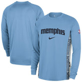 Memphis Grizzlies 2025/26 City Edition Authentic Pregame Dri-FIT Long Sleeve Shooting T-Shirt Light Blue - Nike