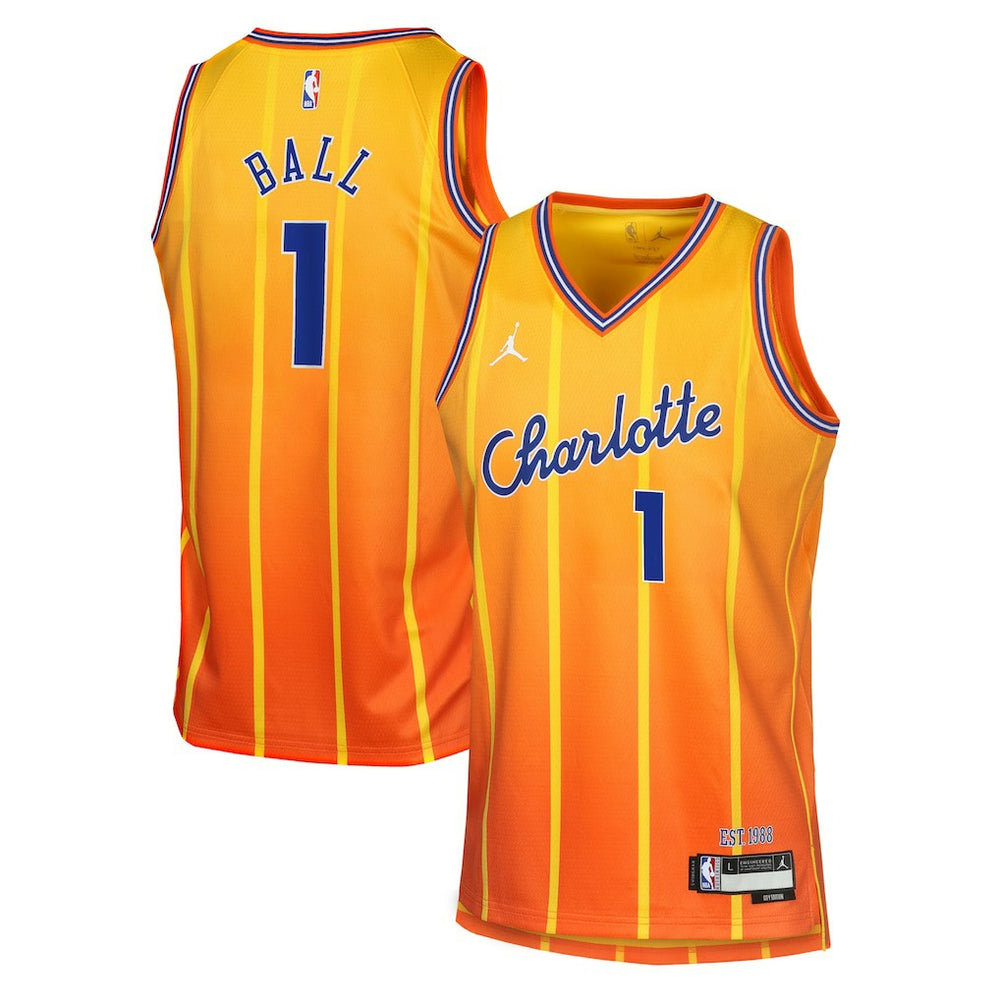LaMelo Ball Charlotte Hornets Youth 2025/26 City Edition Swingman Jersey - Orange