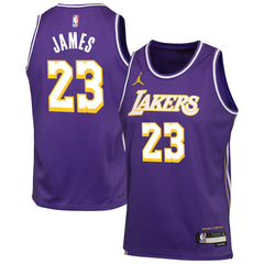 LeBron James Los Angeles Lakers Jordan Brand Youth Swingman Jersey - Statement Edition - Purple cheap