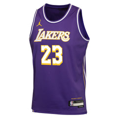 LeBron James Los Angeles Lakers Jordan Brand Youth Swingman Jersey - Statement Edition - Purple cheap