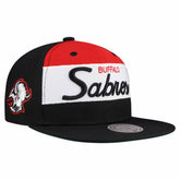 Buffalo Sabres Mitchell & Ness Retro Script Colorblock Snapback Hat Black