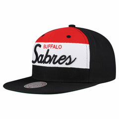 Buffalo Sabres Mitchell & Ness Retro Script Colorblock Snapback Hat Black