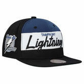 Tampa Bay Lightning Mitchell & Ness Retro Script Colorblock Snapback Hat Black