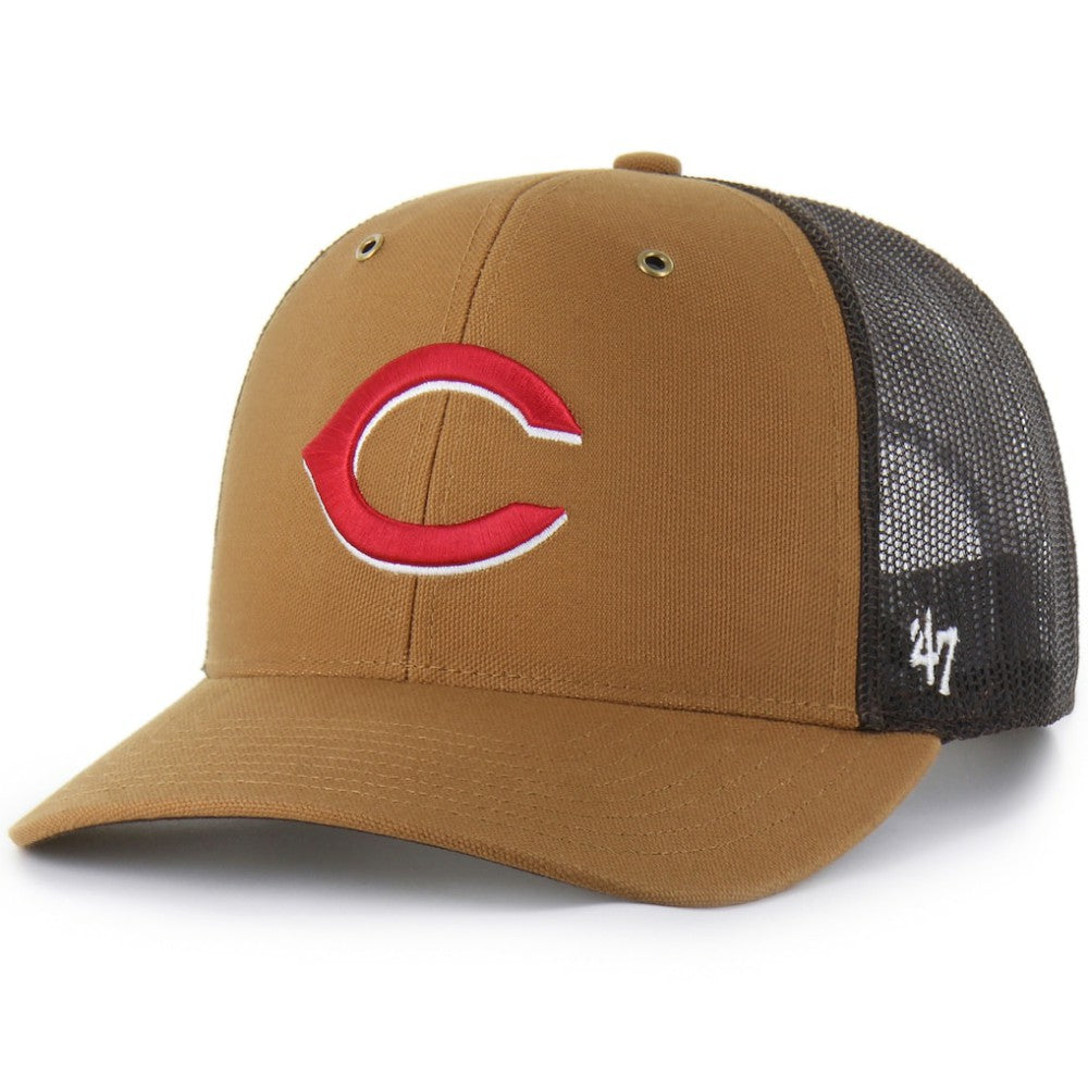 Cincinnati Reds Carhartt x Trucker Adjustable Hat Brown | 47 brand