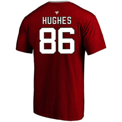 Jack Hughes New Jersey Devils Fanatics Women's Plus Size Name & Number Scoop Neck T-Shirt Red