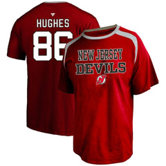 Jack Hughes New Jersey Devils Profile Big & Tall Name & Number T-Shirt Red
