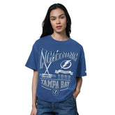 Tampa Bay Lightning Starter Women's Oversized Hall of Fame T-Shirt Heather Blue