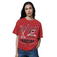 Carolina Hurricanes Starter Women's Oversized Hall of Fame T-Shirt Heather Red