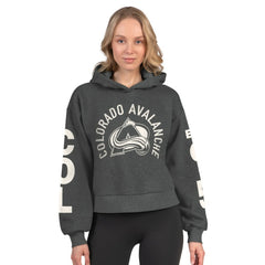 Colorado Avalanche Starter Women's Star Player Cropped Fleece Hoodie Heather Charcoal