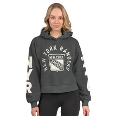 New York Rangers Starter Women's Star Player Cropped Fleece Hoodie Charcoal