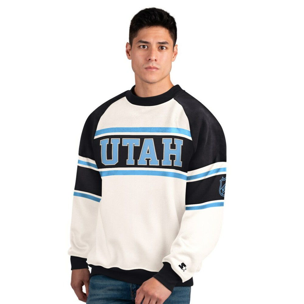 Utah Mammoth Starter Male Adult Defense Fleece Crewneck Sweatshirt White
