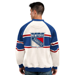 New York Rangers Starter Male Adult Defense Fleece Crewneck Sweatshirt White