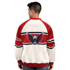 Washington Capitals Starter Male Adult Defense Fleece Crewneck Sweatshirt White