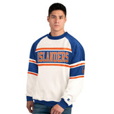 New York Islanders Starter Male Adult Defense Fleece Crewneck Sweatshirt White