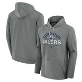Edmonton Oilers Fanatics 2025 Stanley Cup Playoffs Authentic Pro Rink Fly Fleece Pullover Hoodie Gray