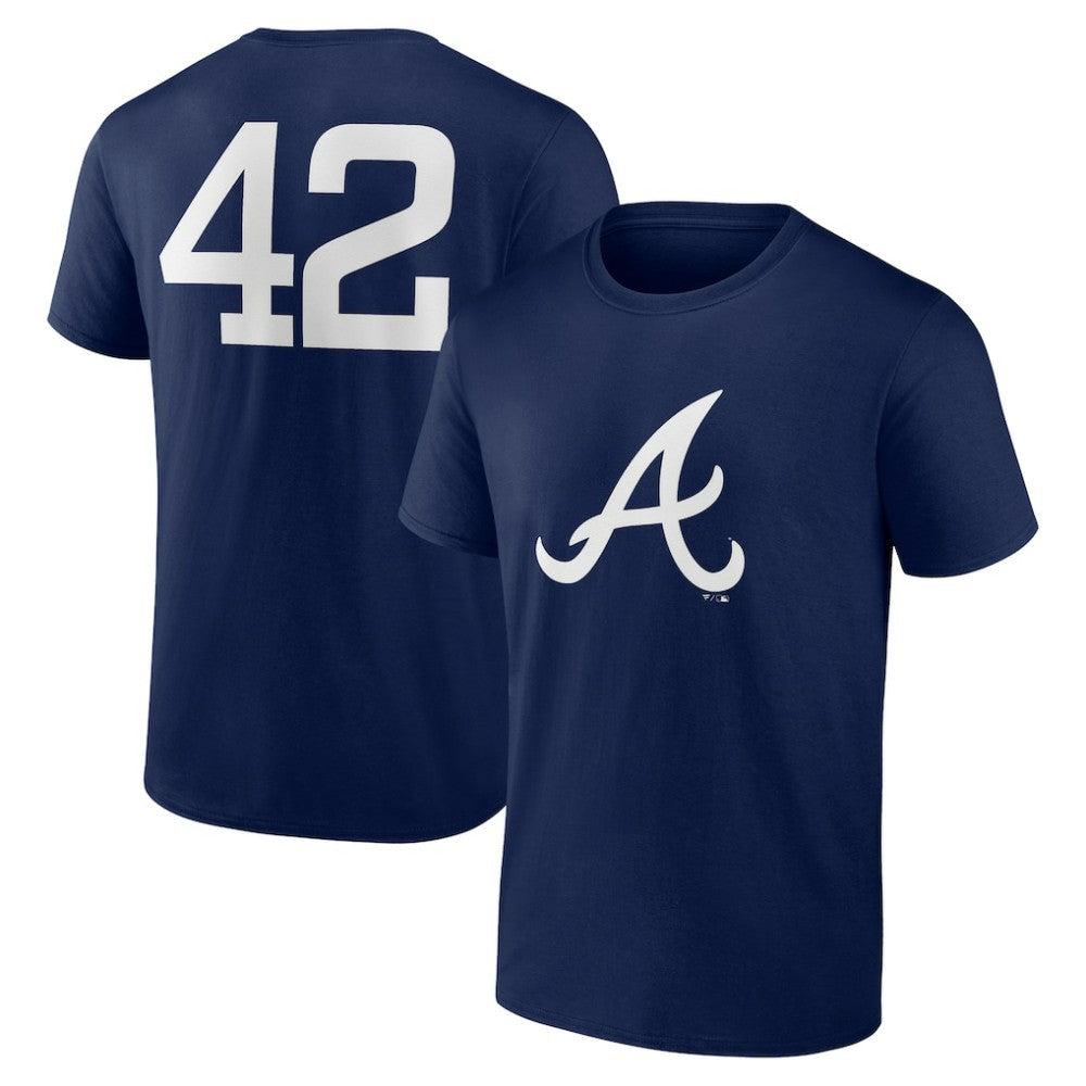 Atlanta Braves Jackie Robinson Day Name & Number T-Shirt Navy