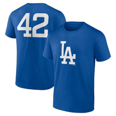 Los Angeles Dodgers Jackie Robinson Day Name & Number T-Shirt Royal